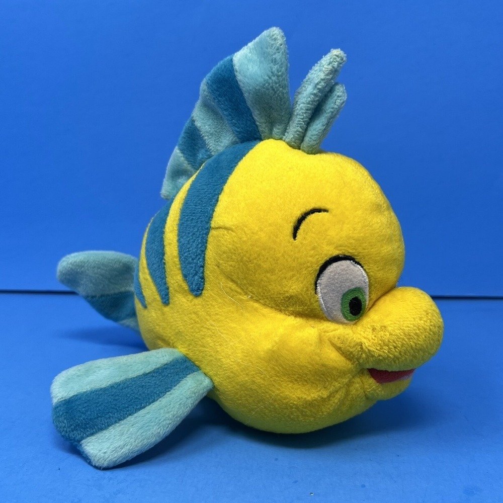 Vintage Little Mermaid Flounder Stuffed Plush Toy Walt Disney World Disneyland